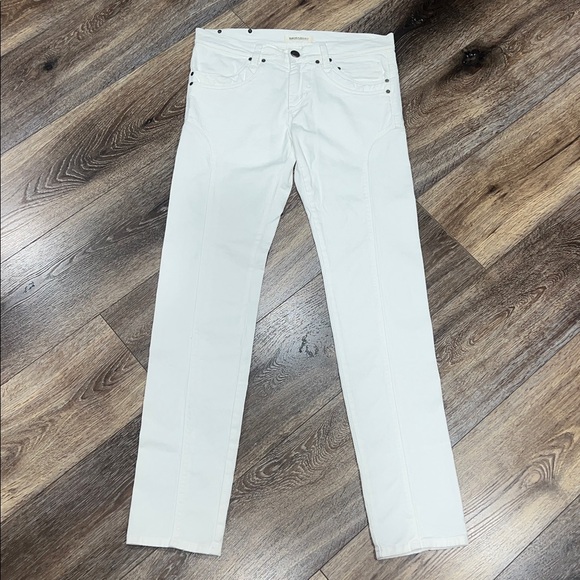 ERMANNO SCERVINO Men's Front Seam Slim White Jeans W/ Metal Mesh Brand Patch